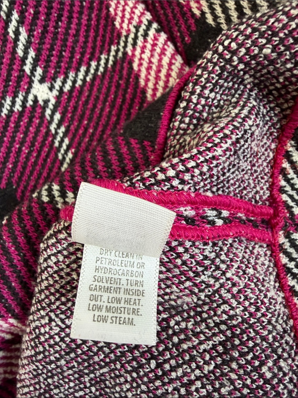 St. John Collection Pink Black White Plaid Slub Knit Wool Blend Midi Dress Sz 4 - Picture 6 of 12